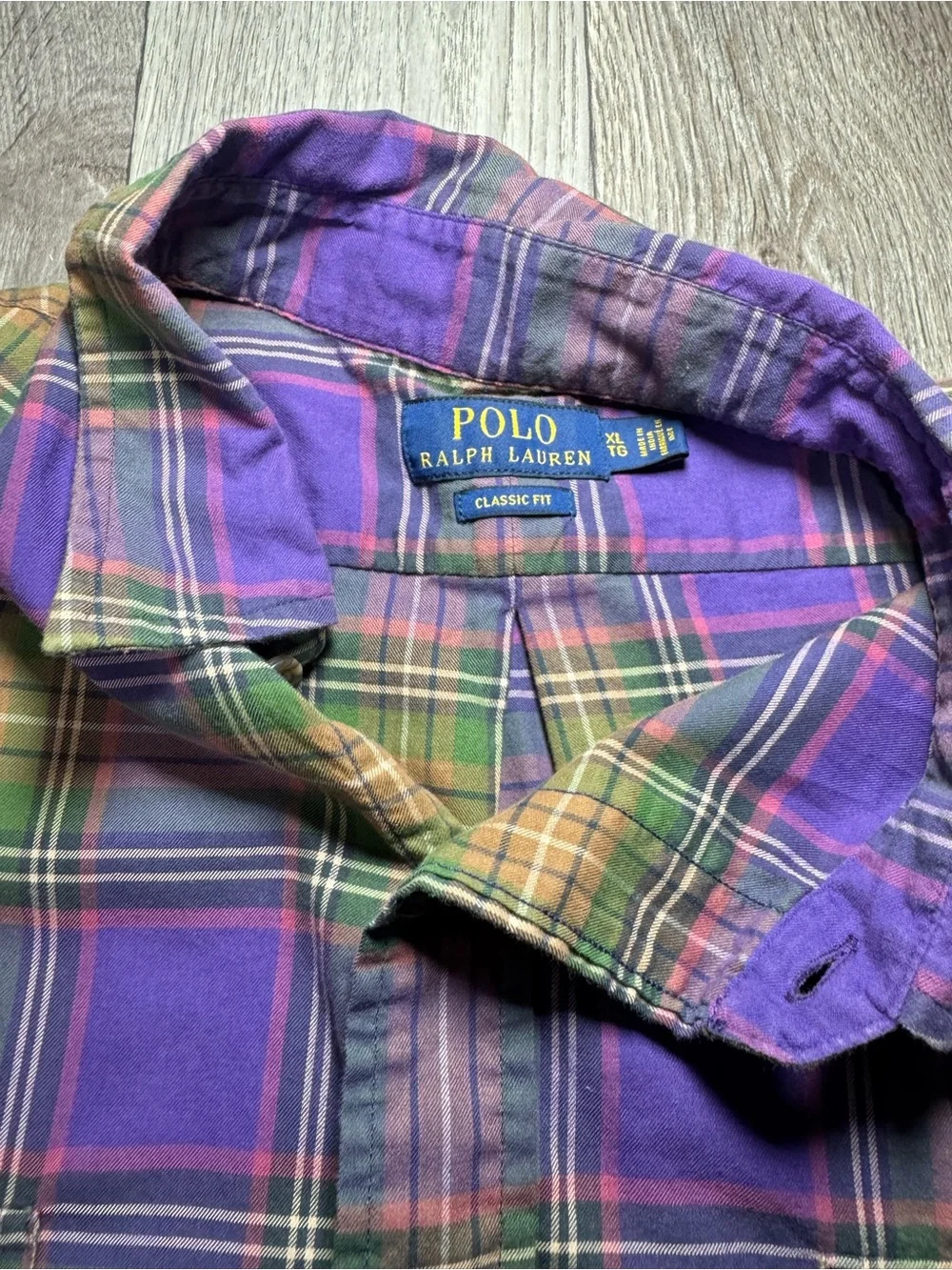Polo Ralph Lauren Shirt Men's  XL Purple Elbow Patch Button Up